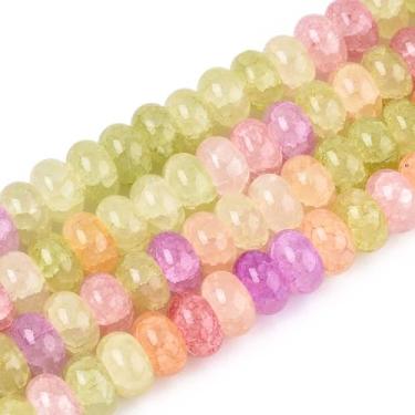 Imagem de Elecrelive 1 fio 8 mm contas de vidro Rondelle imitação de pedra de jade cerca de 155 peças contas de cristal tingido para pulseiras DIY colares brincos artesanato (rosa verde)