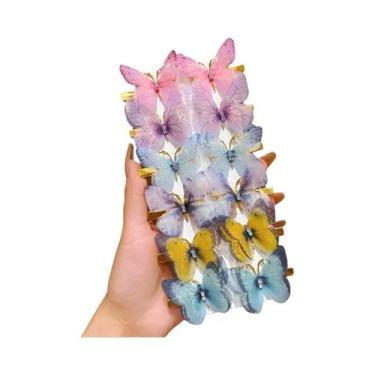 Imagem de Clipes De Cabelo Borboleta Fofos E Doces, Pacote Com 12, Acessórios De