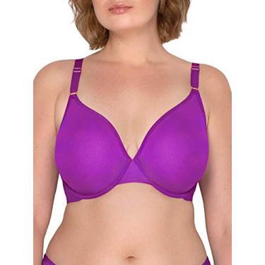 Imagem de Smart & Sexy Sutiã feminino de malha transparente com aro, disponível em pacotes individuais e 2!, Violeta feroz (malha), 34B