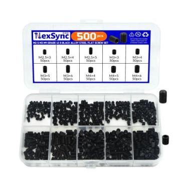 Imagem de Conjunto De Parafusos Allen Hexagonais Pretos 500pcs M2.5 M3 M4 Aço In