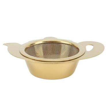Imagem de Asixxsix Infusor de chá de Aço Inoxidável, Filtro de chá de Malha Fina Com Base Isolada para Preparar de Folhas Soltas, Filtro 304 para Extração Máxima de Sabor, Tigela de (Bule Estilo Cor Dourada)