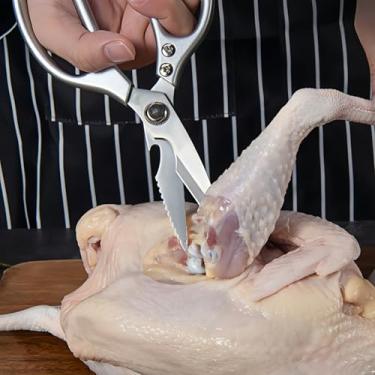 Imagem de Tesoura de cozinha multifuncional de aço inoxidável, cortador de osso de peixe e aves, tesoura de corte forte para uso doméstico, tesoura utilitária de cozinha