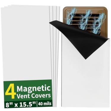 Imagem de FINDMAG Capa de ventilação magnética forte, pacote com 4 capas de ventilação de 20 x 39 cm para registros de parede, capas de ventilação de teto duráveis com protetor de aquecedor de parede e placa de