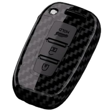 Imagem de Capa de chave de carro de fibra de carbono compatível com Hyundai IX35/Elantra/Sonata 8 9/compatível com Kia Sportage/K5/K2/Sorento/Optima/Forte(3 Button Carbon)