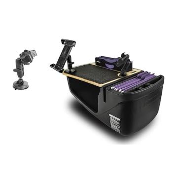 Imagem de AutoExec Mesa de carro Efficiency FileMaster para sua estação de trabalho de veículo e escritório móvel, bétula, com suporte para telefone, suporte para tablet e suporte de sucção para telefone