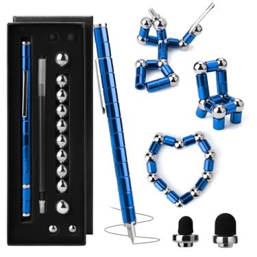 Imagem de SUKIPIN Caneta fidget magnética, para crianças de 8 a 12 anos, caneta magnética para adultos, canetas fidget para adolescentes para meias (azul)