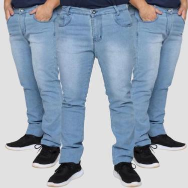 Imagem de Kit 3 Calça Masculina Jeans Plus Size Slim Lycra Stretch - EXPOSIÇÃO P