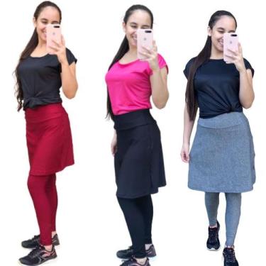 Imagem de Combo 3 calças saias fitness moda evangelica  direto da fábrica - Flor