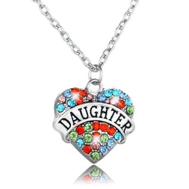 Imagem de Colar com pingente de coração e strass para filha, presente de mãe, pai, filhas, presente de aniversário, One Size, Aço inoxidável, Sem Pedra Preciosa