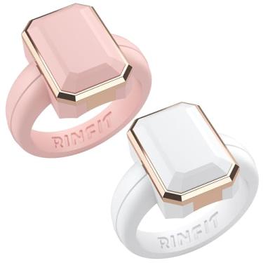 Imagem de Rinfit Anéis de silicone femininos - anel de aniversário ou anel de compromisso para ela - alianças de casamento femininas de borracha esmeralda - design patenteado, Size 10, Silicone, Sem pedra