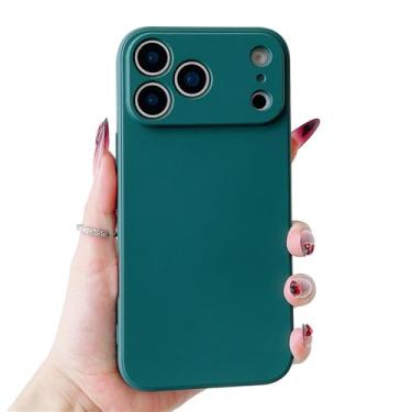 Imagem de Capa Candy Color para iPhone 17, 17 Air, 17 Pro e 17 Pro Max, em silicone líquido macio, com protetor de lente, verde escuro, compatível com iPhone 15 Pro Max.