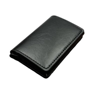 Imagem de Carteira Metálica Minimalista Unissex Com Bloqueio RFID, Suporte Autom