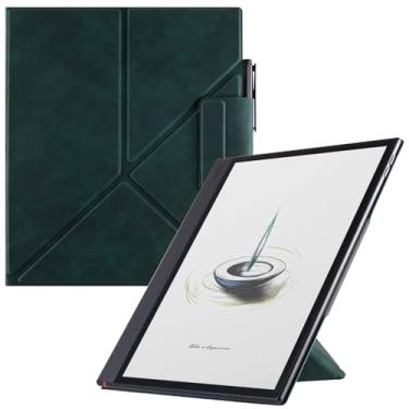 Imagem de BOZHUORUI Capa magnética para Boox Note Air 5 C (26,2 cm, lançado em 2025) | com hibernar/despertar automático | Suporte de origami bidirecional | Design de fivela de caneta | Capa fina de couro PU