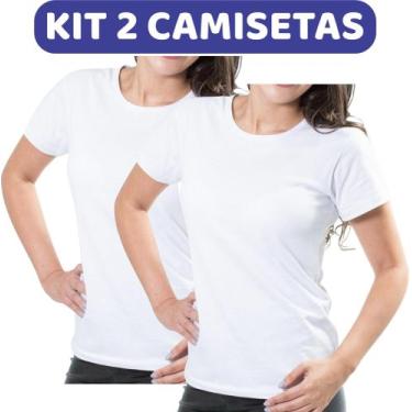 Imagem de Kit 2 Camisetas Brancas Baby Look Malha Fria PV - Kasa Da Sogra Unifor