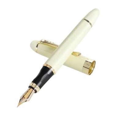 Imagem de ONECMN Caneta-tinteiro de luxo para escritório, material escolar, papelaria, canetas para escrever (branco pérola, dobrado)