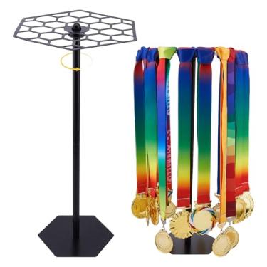 Imagem de SUPERDANT Cabides giratórios de metal para exibição de medalhas de mesa, suporte ajustável, suporte de prêmio para maratona, vôlei, futebol, beisebol, 43 x 34,8 cm