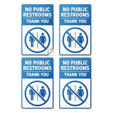 Imagem de 101SignCity 4 placas adesivas de vinil sem banheiros públicos (12,7 cm x 20,3 cm) - Decalque autoadesivo à prova d'água para negócios, loja, restaurante