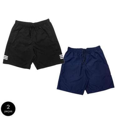 Imagem de Kit 2 Shorts Black Bear Bermudas Básicas Tactel Liso Lisa Masculina Casual-Masculino