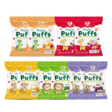 Imagem de Kit Biscoito Nhami Mini Puffs Sabores Sortidos - 10 Unidades 15g