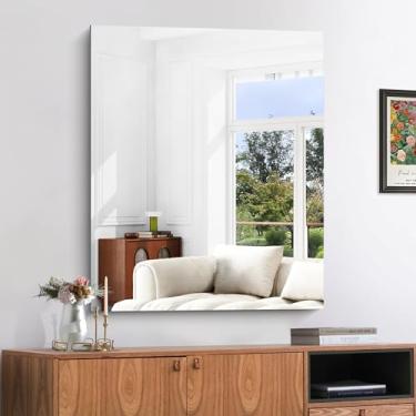 Imagem de KOCUUY Espelho sem moldura, espelho de banheiro de 76.2 cm x 91.4 cm para pia, espelho de vaidade sem moldura, espelho retangular grande para parede, à prova de estilhaçamento atualizado, espelho de