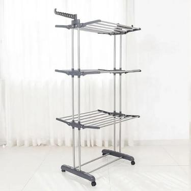Imagem de Varal Vertical Dobravel De Chão 3 Andares Retratil Roupas - Day Luna
