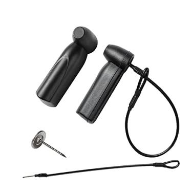 Imagem de 1000 peças de etiquetas rígidas de segurança AM de 58 kHz, etiqueta preta de segurança de varejo de roupas acúusto-magnética com 1000 pinos e 100 cordões extras