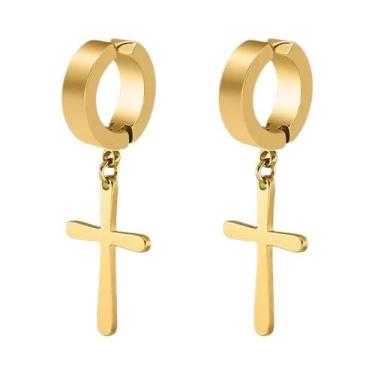 Imagem de Brincos De Clipe Com Pingente De Cruz Da Moda, Não Perfurantes, Para H