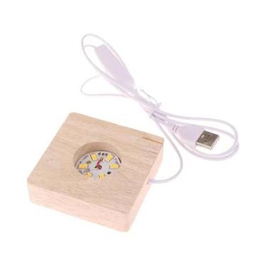 Imagem de Luminária Noturna LED De Madeira Sólida, Suporte De Lâmpada USB, Ornam