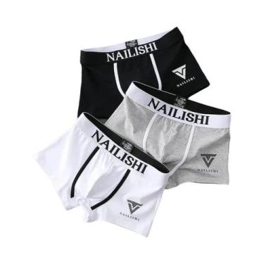 Imagem de Cuecas Boxer Masculinas De Algodão Respirável, Pacote Com 3, Confortáv