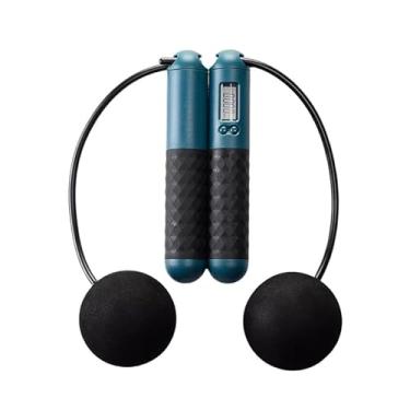 Imagem de Corda De Pular Sem Fio Com Contador Digital - Para Exercícios Fitness (D-em21diametro Da Bolas: 40mm,Azul/preto)