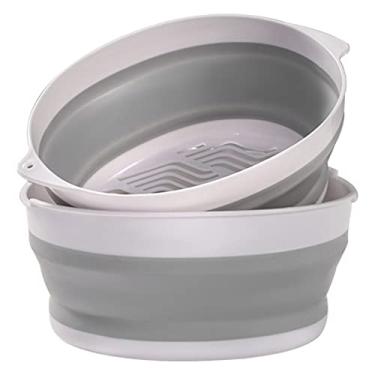 Imagem de Cesta de Drenagem Deck Plegável para Cozinha - Multifuncional Doméstica Lavagem Frutas e Legumes com Plásticos Grau Alimentar Silicone Alta Tenacidade