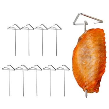 Imagem de Espetos Fritadeira de Ar,Espetos de Fritadeira de Ar, Espetinhos de aço inoxidável verticais 10 unidades, Espetos resistentes para espetinho de churrasco, espetos de espetinho de churrasco reutilizáve