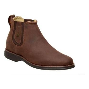 Imagem de Botina Masculina Casual Couro Solado Em Gel Zebu 59080 Bico Redondo-Masculino