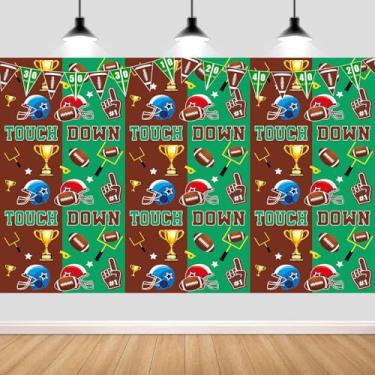 Imagem de JAWO Cenário de decoração de festa de futebol de 1,8 x 1,8 m, faixa de fundo com tema de super jogo, decoração de aniversário, faixa de feliz aniversário, superbowl, faixa de fotos para cabine de