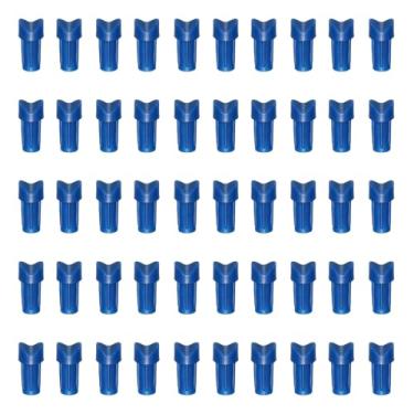 Imagem de YELARXI Nocks de flecha de plástico, cola de meia lua em substituição para (caça faça-você-mesmo/composto/arco recurvo/arco composto) 7,6 mm/0,8 cm ID e 50 peças, plástico e azul