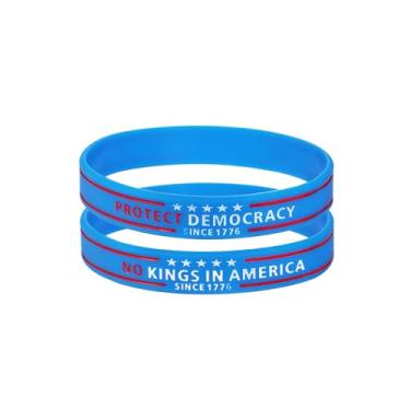 Imagem de QRH Pulseiras de silicone No Kings in America Since 1776 No Kings Protest Sign Pulseiras de silicone Protect Democracy Pulseira de borracha desde 1776 Acessórios de protesto político, Bouncy, Silicone