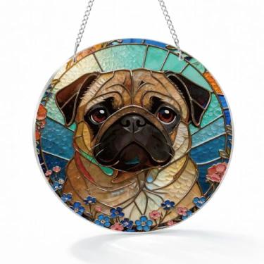 Imagem de Apanhador solar de acrílico para cães, apanhador solar de acrílico colorido artístico, arte de parede de janela interna, enfeites de jardim pintados à mão, decoração de casa para amantes de animais