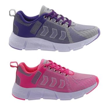 Imagem de Kit 2 Tênis Feminino Esportivo Max Leve e Confortável para Caminhada e Academia (Cinza e Roxo + Rosa, BR, Adulto, Numérico, 37)