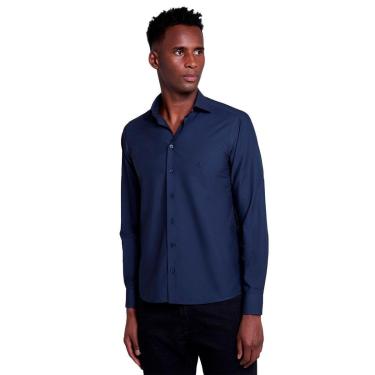 Imagem de Camisa Dudalina Masculina Slim Tricoline Lisa Azul Marinho-Masculino