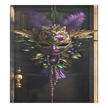 Imagem de Qilmy Máscara de carnaval de carnaval capa de ímã de lava-louças 58 x 66 cm capas decorativas de geladeira para porta frontal adesivo magnético para máquina de lavar louça painel de geladeira decalque