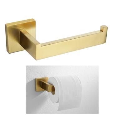 Imagem de Acessórios de banheiro escovados dourados ferragem barra de toalha suporte de papel higiênico toalheiro gancho saboneteira escova de vaso sanitário, suporte de papel higiênico