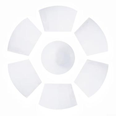 Imagem de Conjunto de 7 peças de cunha de PVC e jogo americano redondo, tapetes de mesa de jantar antiderrapantes resistentes ao calor para cozinha, restaurante, escritório, fácil de limpar e armazenar, cinza