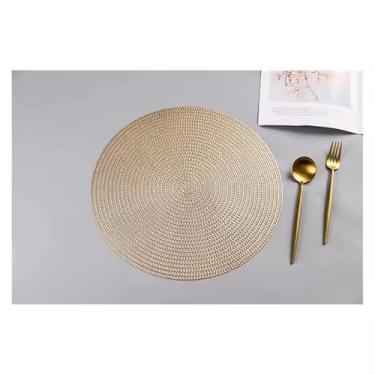 Imagem de KIT 4/KIT 6 Jogo Sousplat Americano Redondo Plástico flexível(KIT 4 DOURADO METALICO)