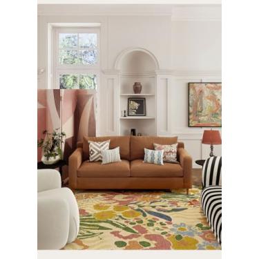 Imagem de Warmstar Tapete de área 8 × 10 para sala de estar, tapete lavável de grande área antiderrapante, tapete de lã sintética com estampa floral em aquarela para sala de estar, quarto, sala de jantar, base