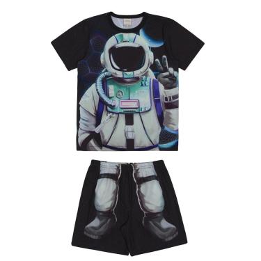 Imagem de Pijama Infantil Menino Preto Astronauta Alakazoo-Masculino