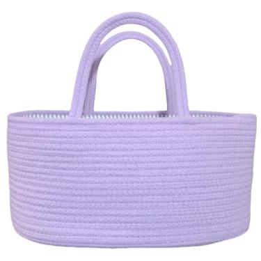 Imagem de DUHEL Organizador de fraldas com alça, cesta de bebê para organizador e armazenamento de fraldas, 3 compartimentos - material de corda de algodão para armazenamento em casa ou viagem, itens essenciais