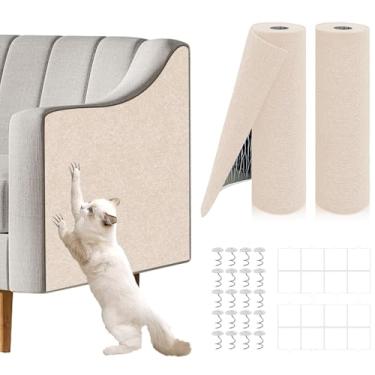 Imagem de 2 peças de 100 x 40 cm, protetor de móveis para sofá de gatos, almofadas autoadesivas aparáveis para arranhões, arranhadores de gatos faça-você-mesmo para protetor de parede e cobertura de torre de