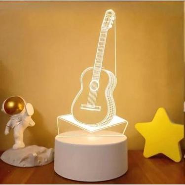 Imagem de Luminária Abajur Violão Guitarra Display Acrílico Led 3D