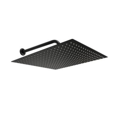 Imagem de Ducha 40x40 cm em Inox Preto Fosco de Parede c/ Cano Redondo - AMG Met