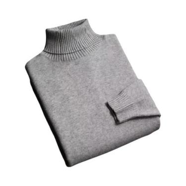 Imagem de Suéter Masculino Slim Fit De Tricô Gola Alta Outono Alta Qualidade Ant